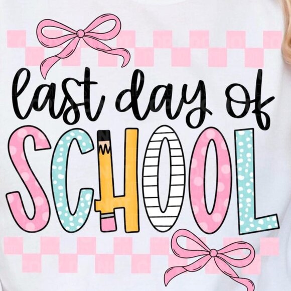 Coquette Checkered Last Day of School Shirt - Picture 2 of 3